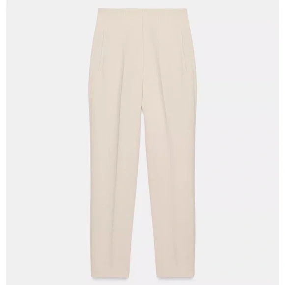 High-Waist Cream Tailored Pants - Picture 2 of 3